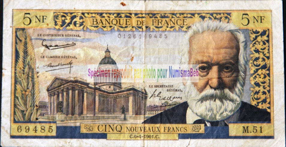 5 Francs victor hugo 1962